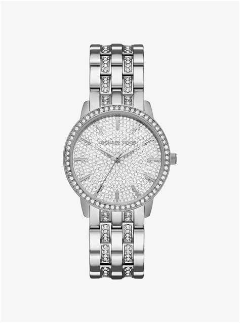 michael kors nini pavé silver tone watch|Pavé Silver.